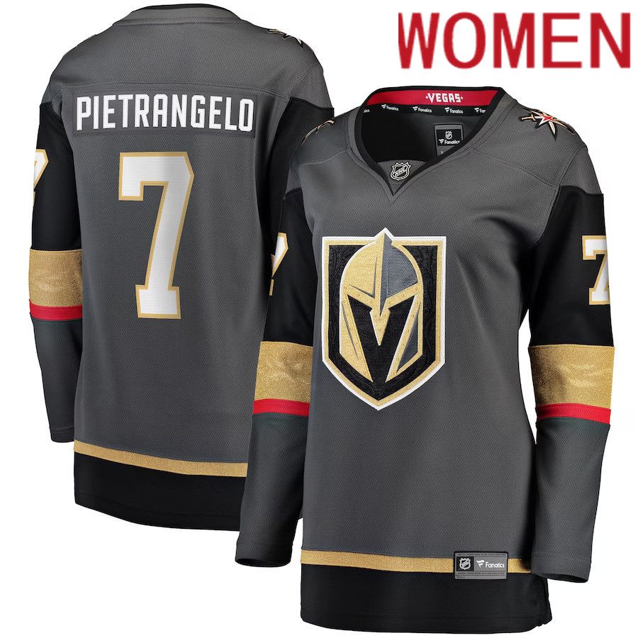 Women Vegas Golden Knights 7 Alex Pietrangelo Fanatics Branded Gray Alternate Breakaway Player NHL Jersey